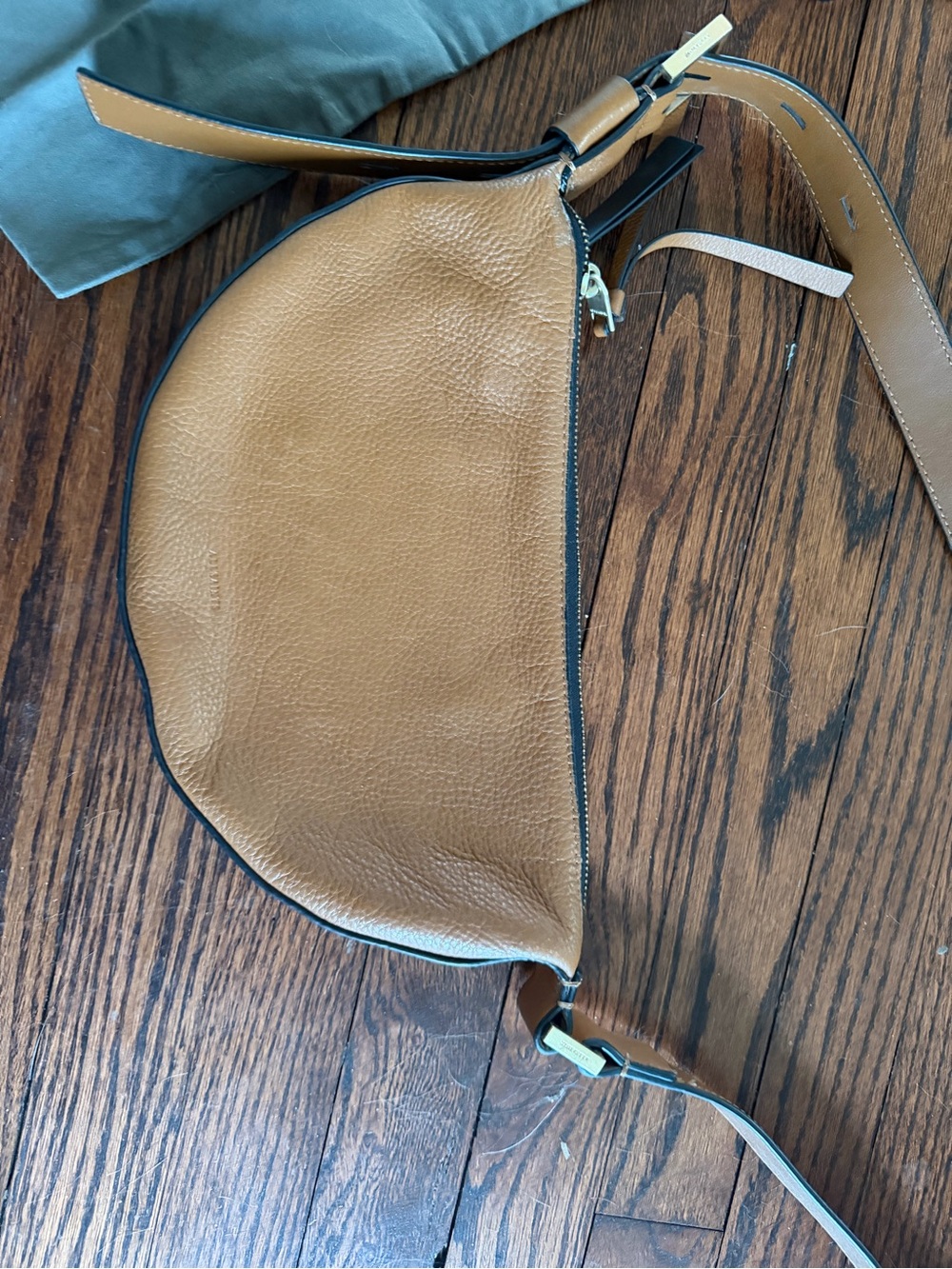 All Saints Half Moon Brown Leather Crescent Crossbody - Picture 3 of 5